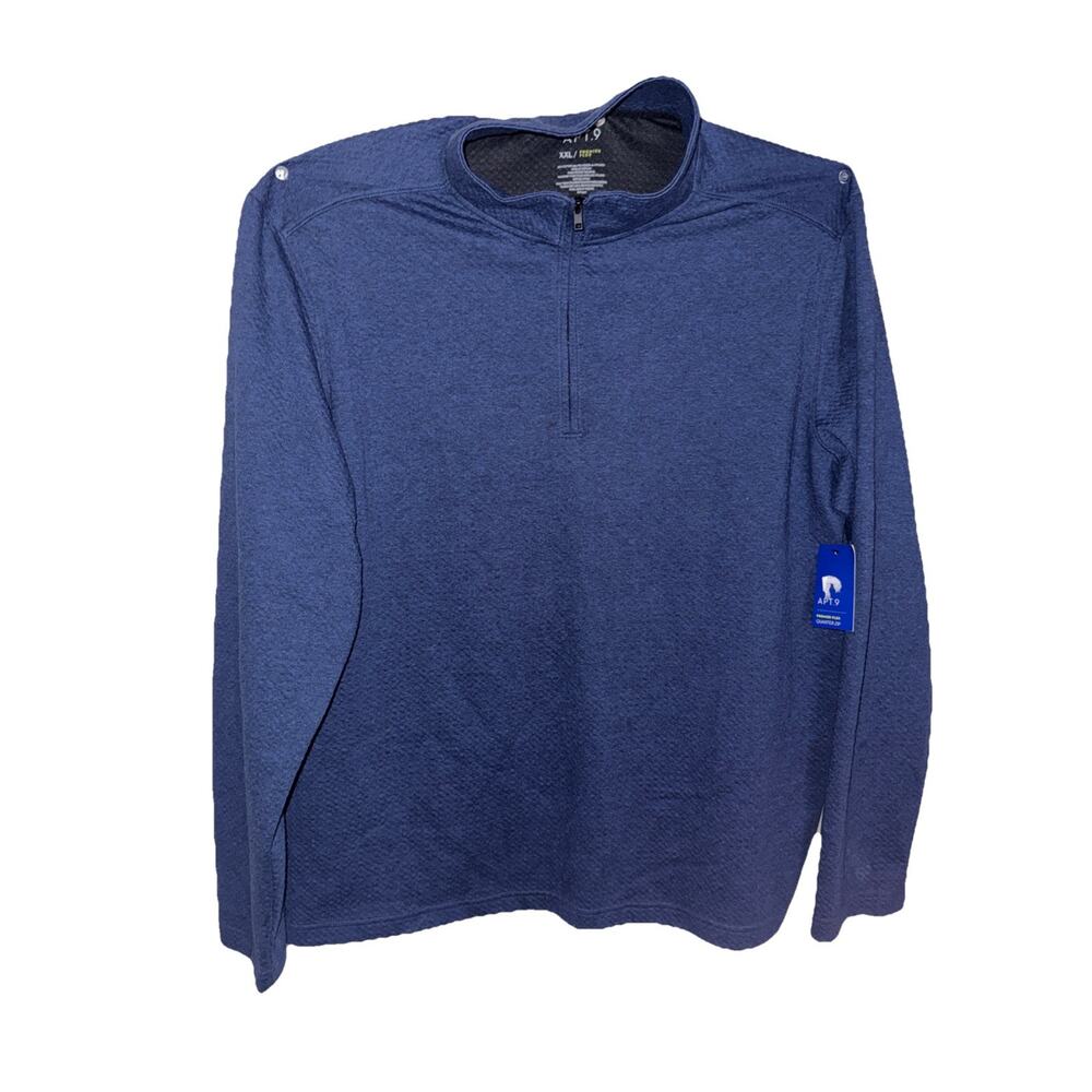 NEW Apt 9 Men's Blue Heathered 1/4 Zip Fleece Sweater Pullover XXL